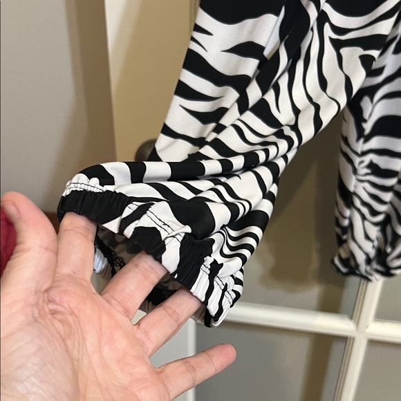 Elegant Black and White Zebra Jumpsuit - Picture 3 of 10